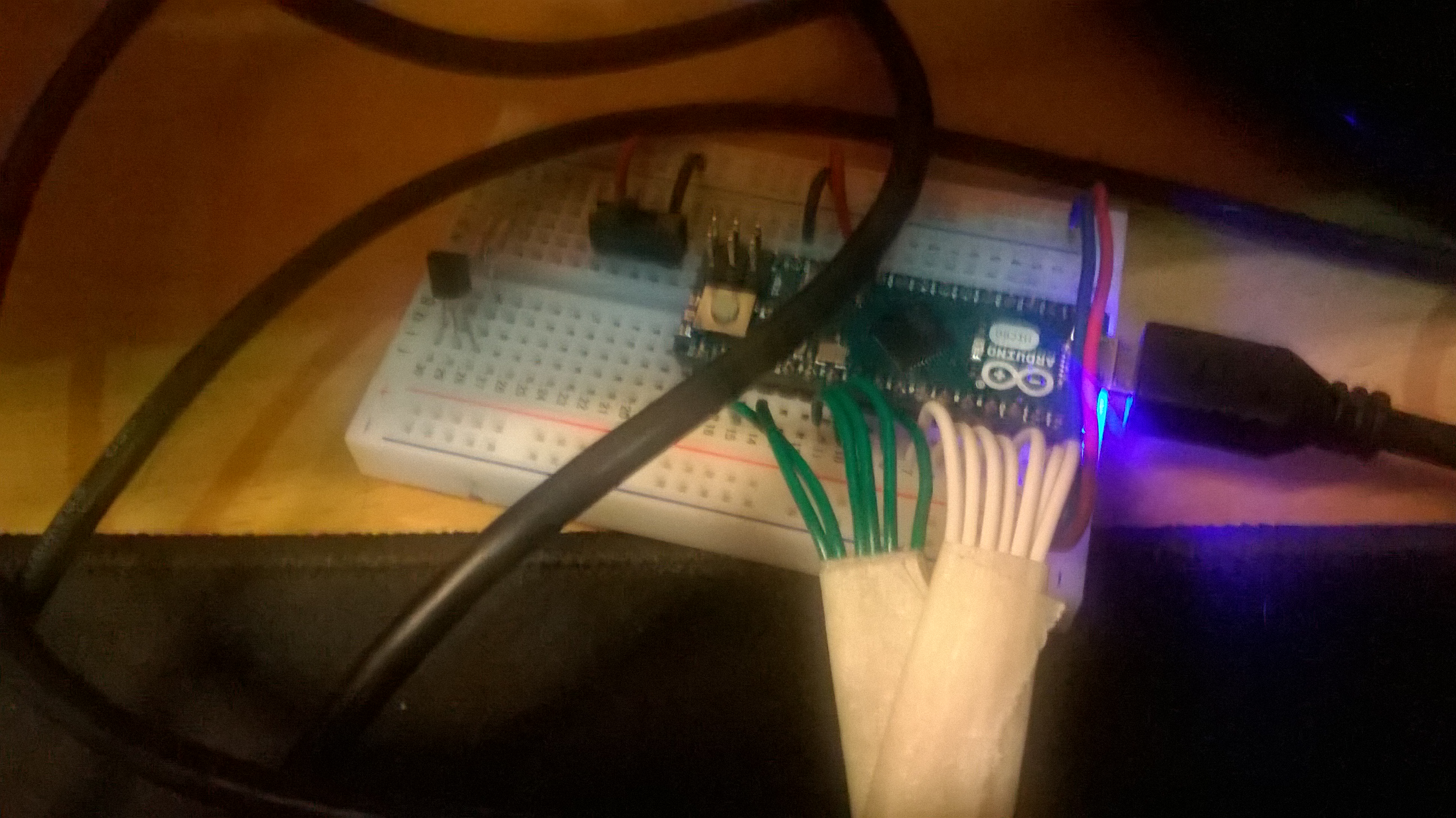 Wires bound with painters tape for revealing their order
